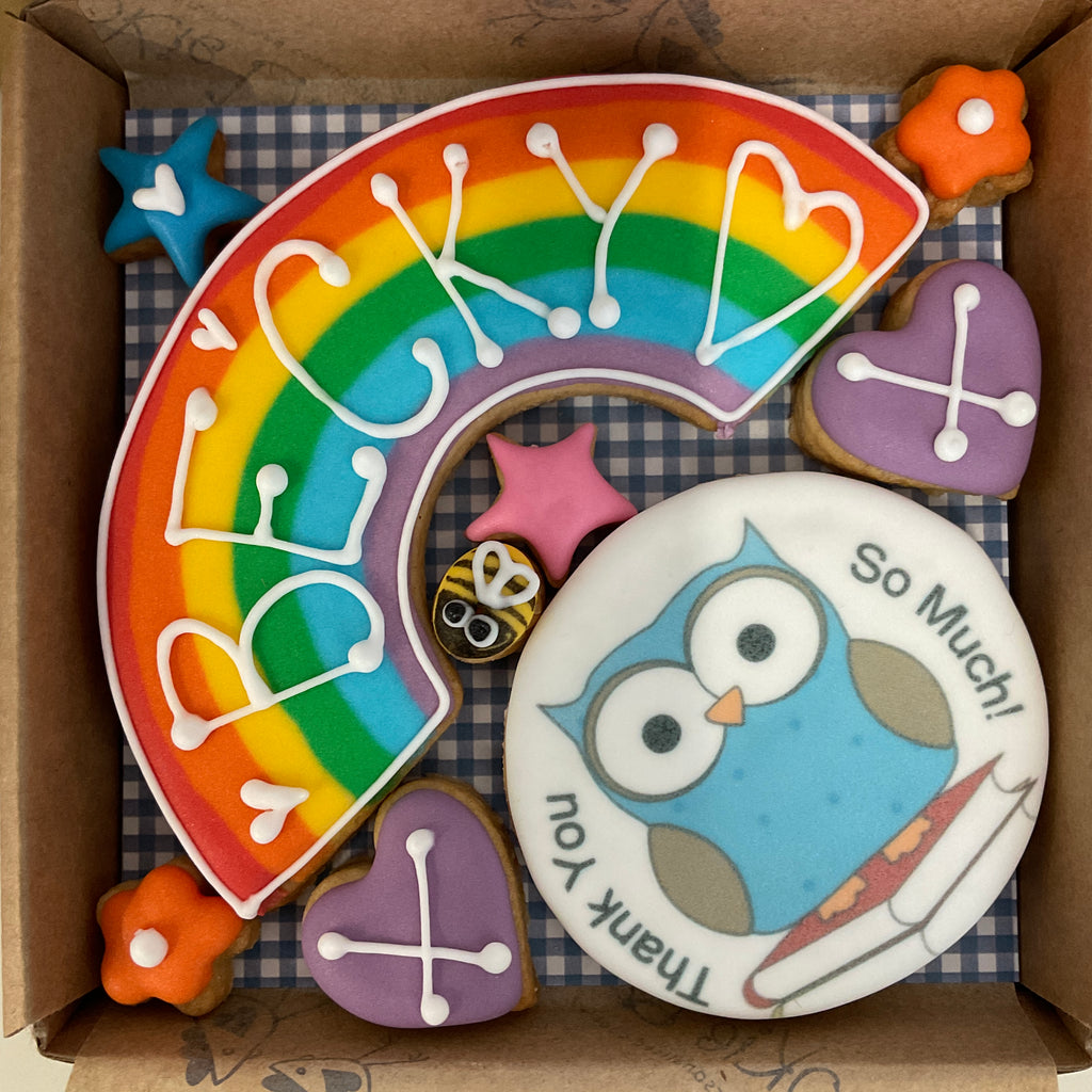 Teacher Rainbow and wise owl Thank you Cookie Box