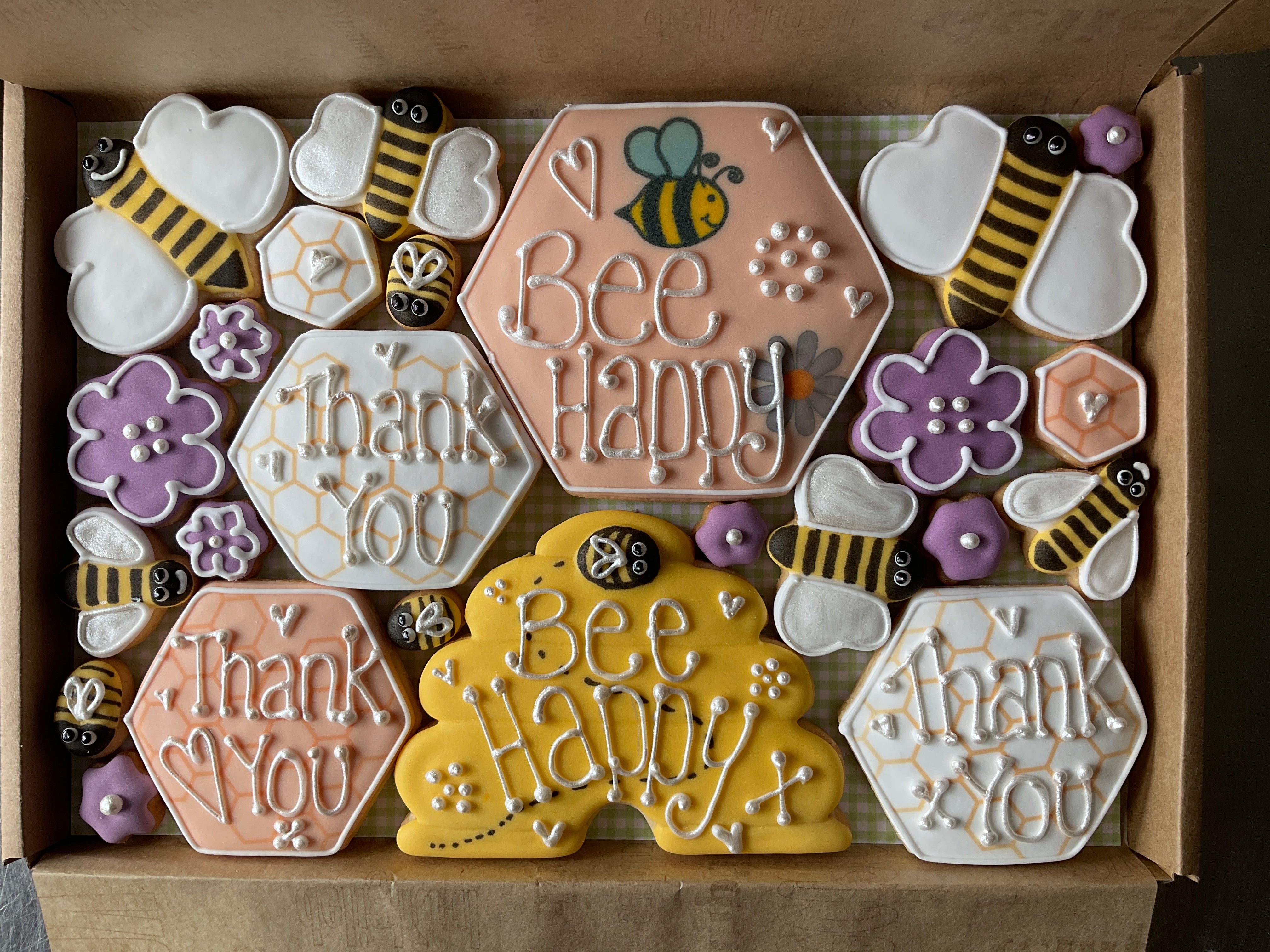 Bees - thank You - Bee Happy  large cookie box