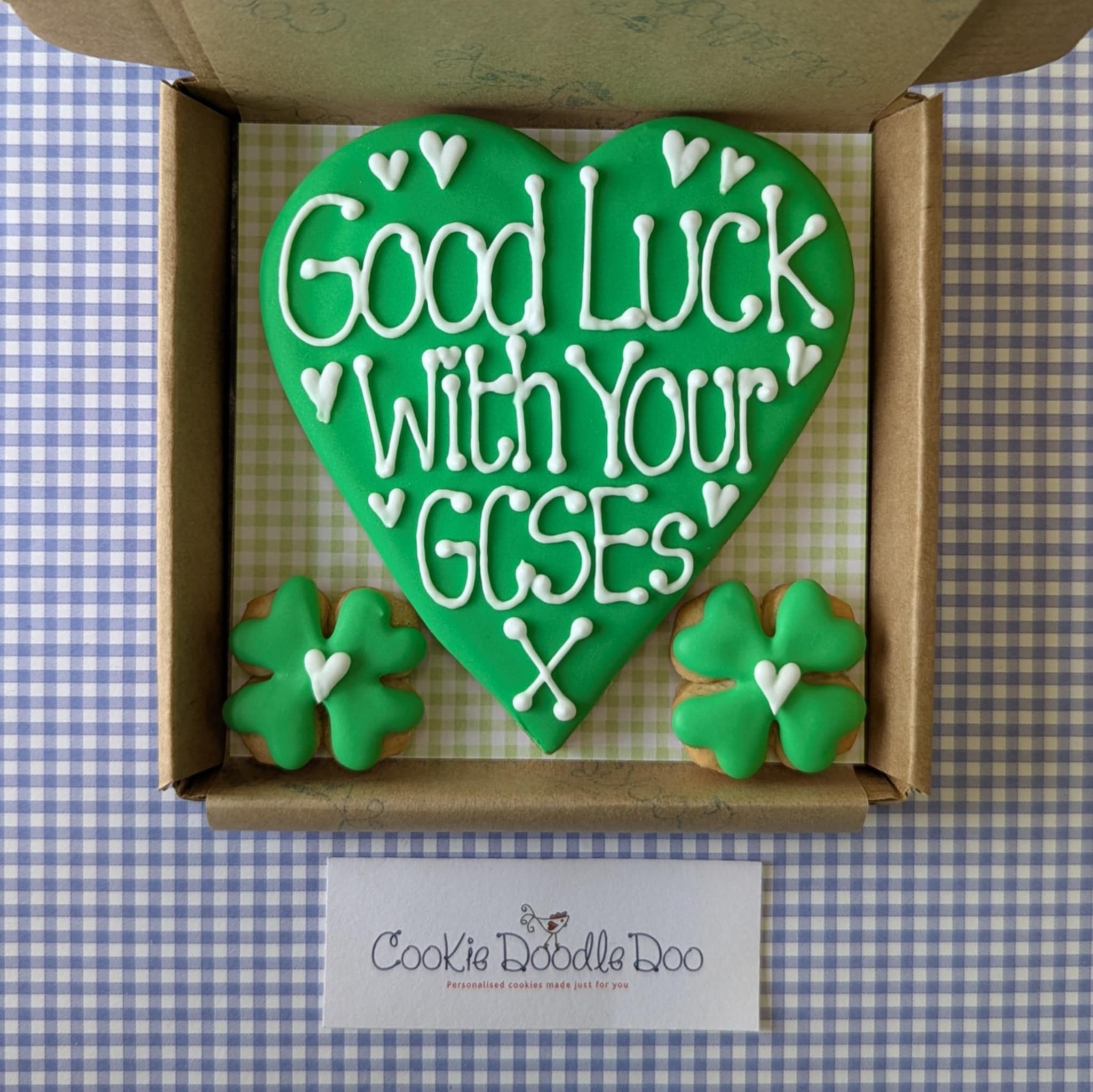 Good Luck with your exams Love Heart Cookie box