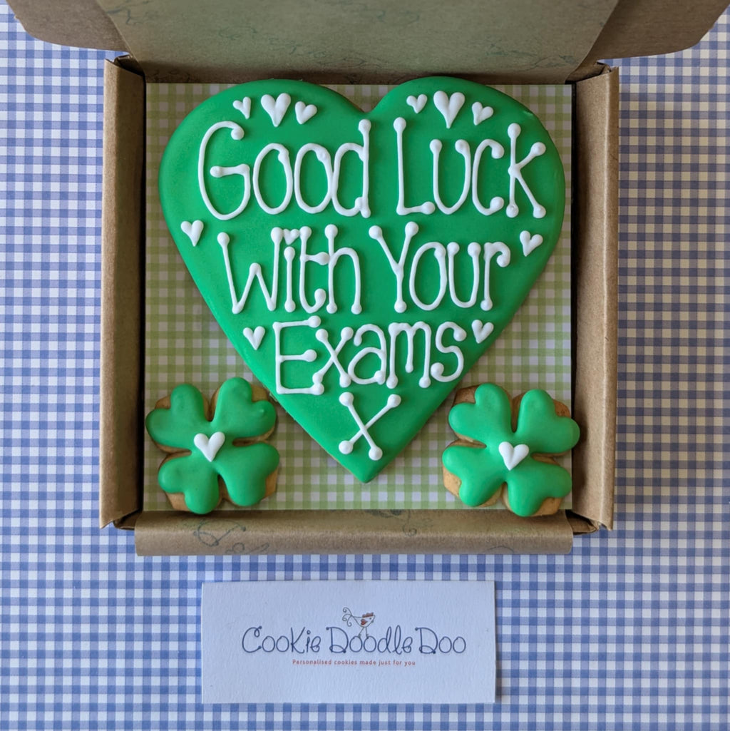Good Luck with your exams Love Heart Cookie box