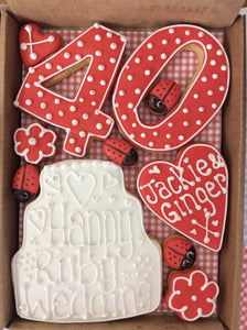 Golden/Ruby/Diamond Wedding 40/50/60 Anniversary Cookie box (Medium)