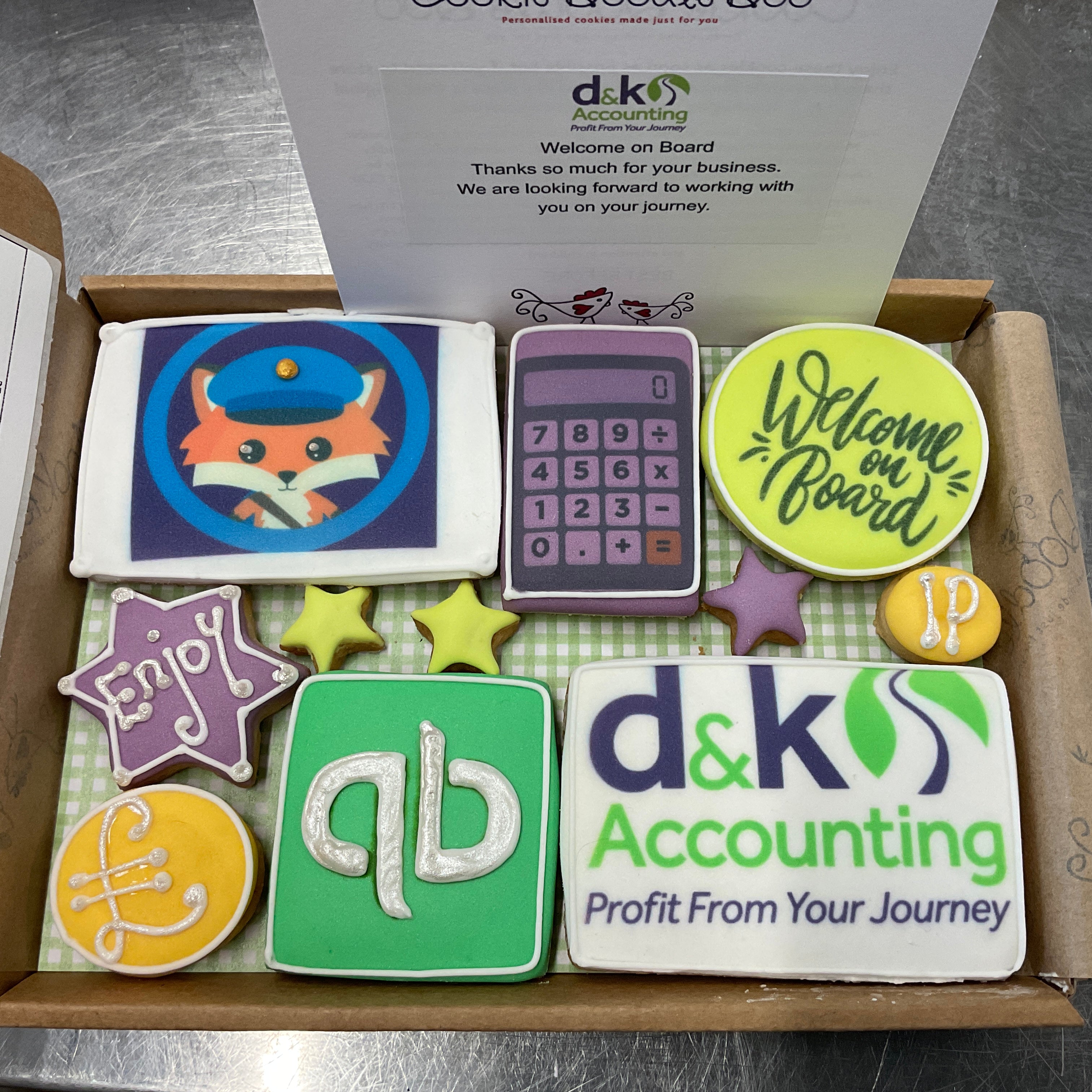 Welcome on board cookies for bookkeeper or accountant to send to new clients 