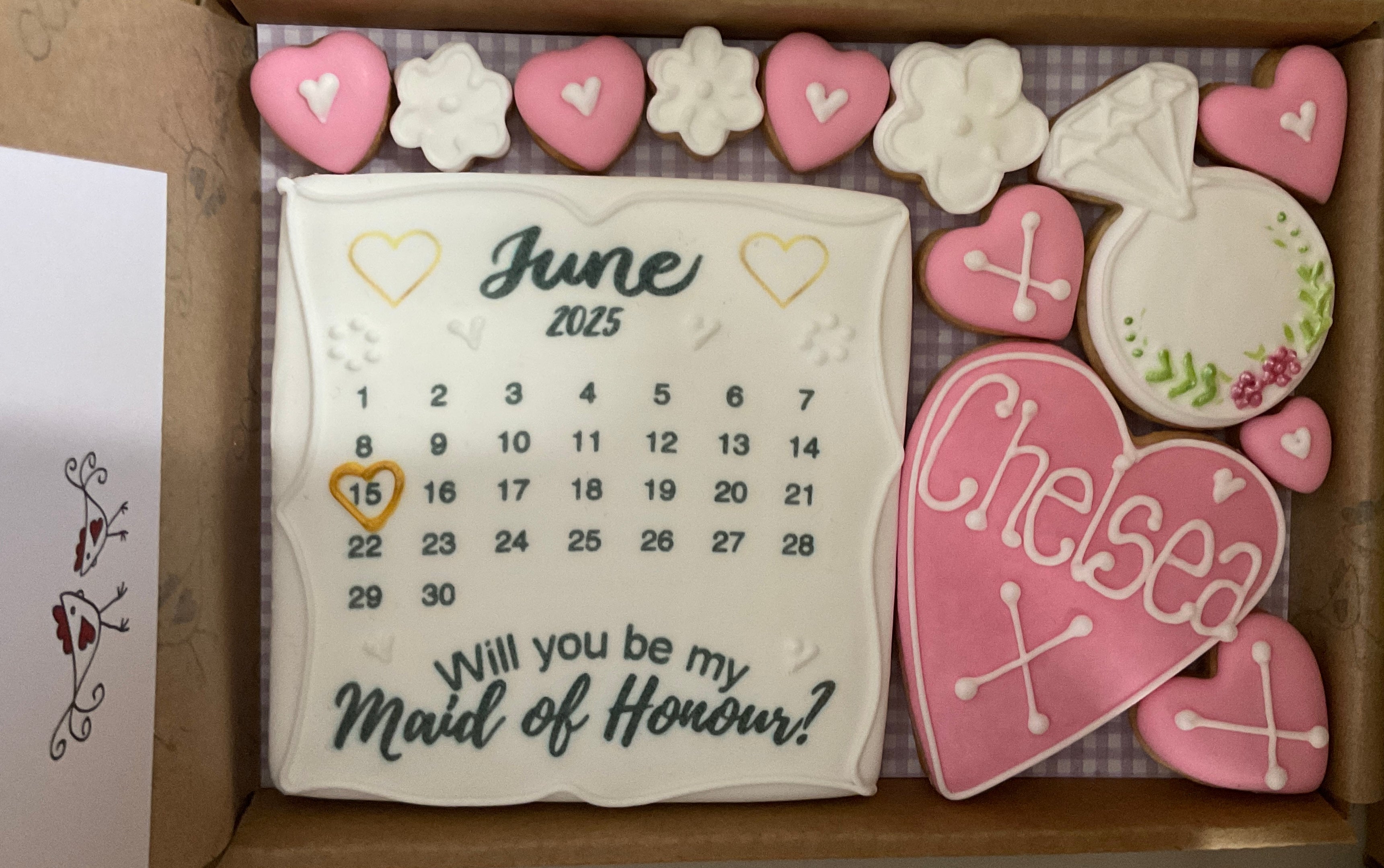 Bridesmaid / Maid of Honour Calendar cookie box (Medium)