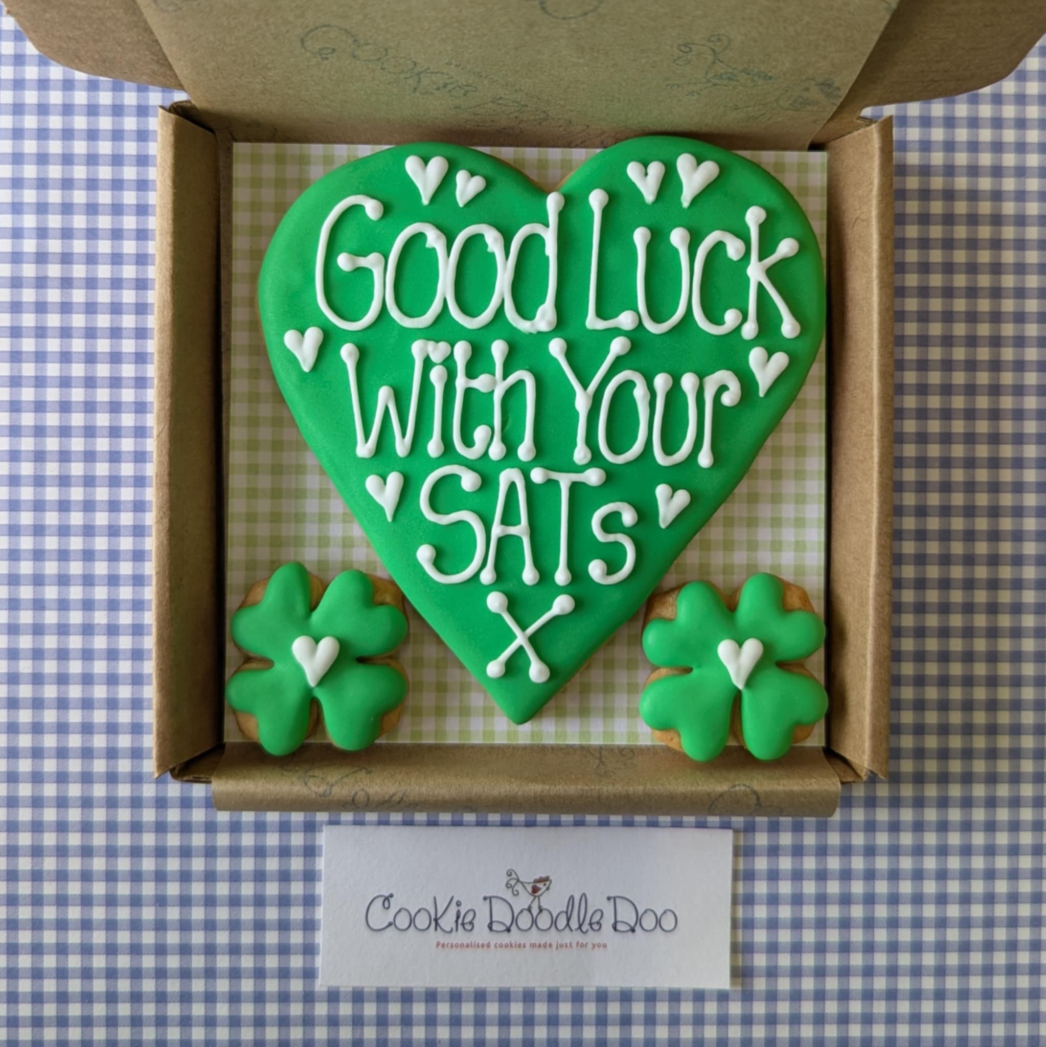 Good Luck with your exams Love Heart Cookie box