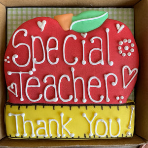 Teacher Single Apple and Ruler Cookie Box