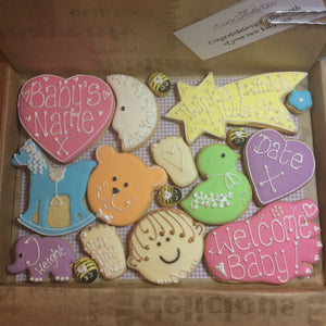 Baby “Teddy” Cookie Box / New Baby, Christening, Baby Shower (Girl) Large