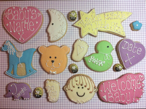 Baby “Teddy” Cookie Box / New Baby, Christening, Baby Shower (Girl) Large