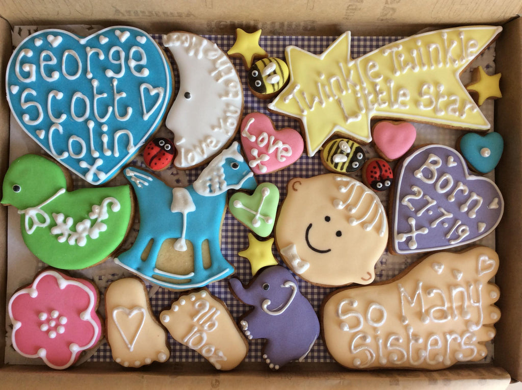 Baby Boy Cookie Box / New Baby, Christening, Baby Shower (Large)