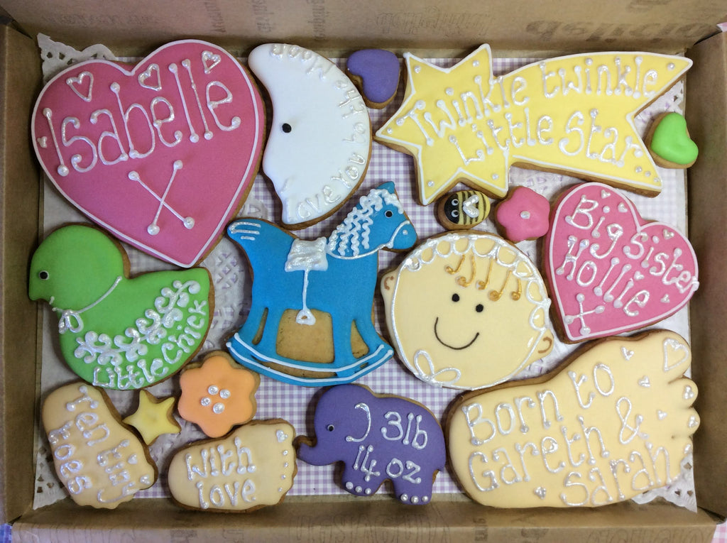 Baby Girl Cookie Box / New Baby, Christening, Baby Shower (Large)