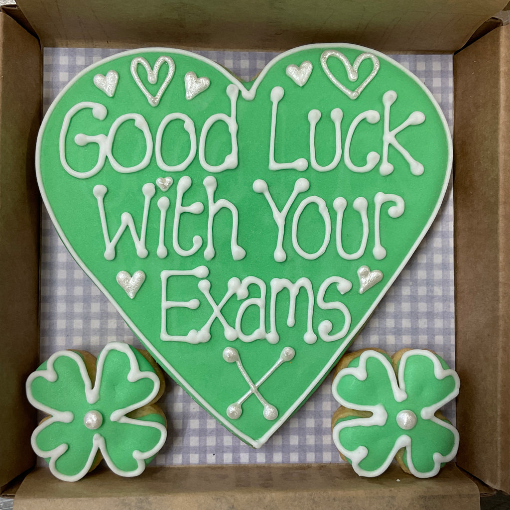 Good Luck with your exams Love Heart Cookie box