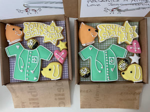 Thank you gift for vet / vet nurse or Pet carer. Delicious personalised cookies. Letterbox gift. Green Tunic
