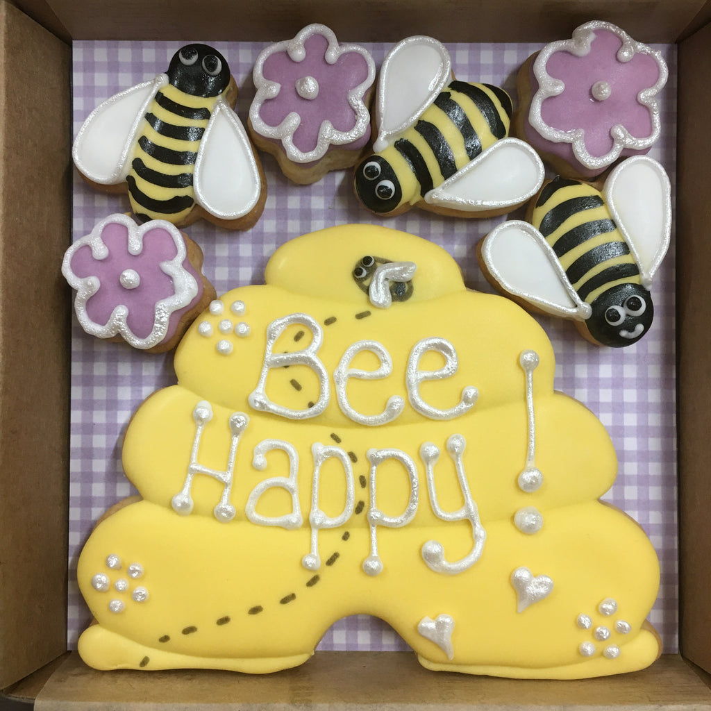 Positivity Bee Hive, Bees and Flowers small cookie box