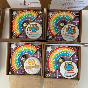 Teacher Rainbow and wise owl Thank you Cookie Box