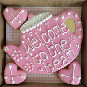 welcome to the team teapot cookie box
