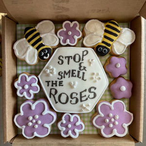 Bees - Stop & Smell The Roses sentiment small cookie box