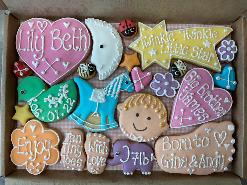 Baby Girl Cookie Box / New Baby, Christening, Baby Shower (Large)