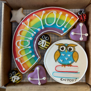 Teacher Rainbow and wise owl Thank you Cookie Box