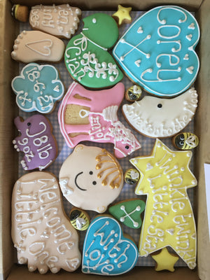 Baby Boy Cookie Box / New Baby, Christening, Baby Shower (Large)